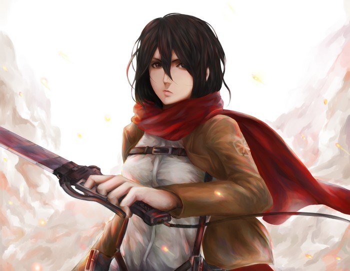 Mikasa Ackerman from Attack on Titan with swords