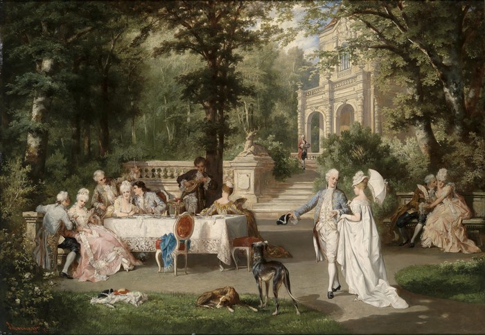 Garden party with music and dancing by Carl Schweninger Jr.