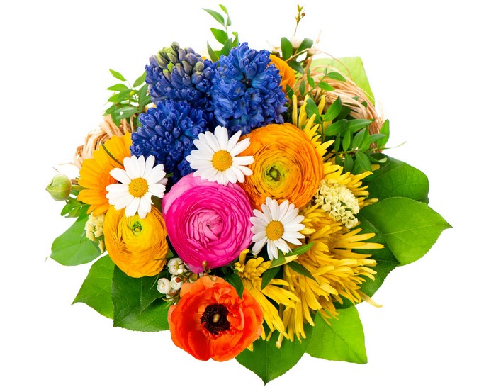 Bouquet of Ranunculus, Poppies, Hyacinths, and Chrysanthemums