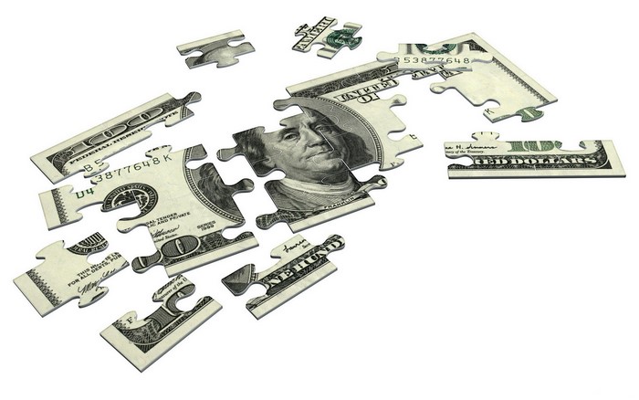 Puzzle Pieces of a 100 Dollar Bill