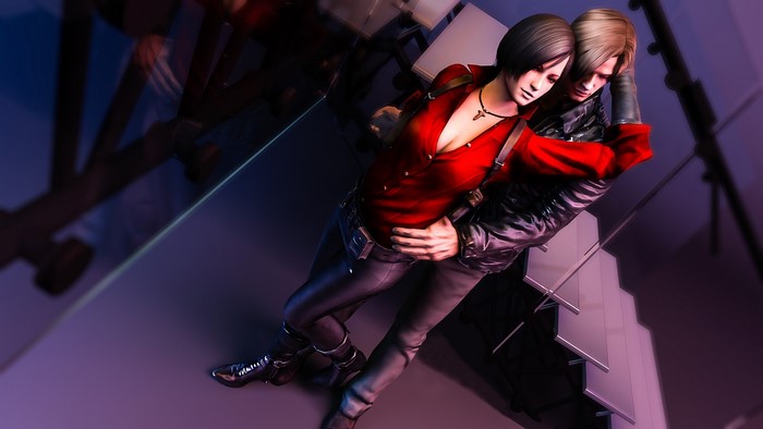 Leon S. Kennedy and Ada Wong Embrace in Resident Evil 6