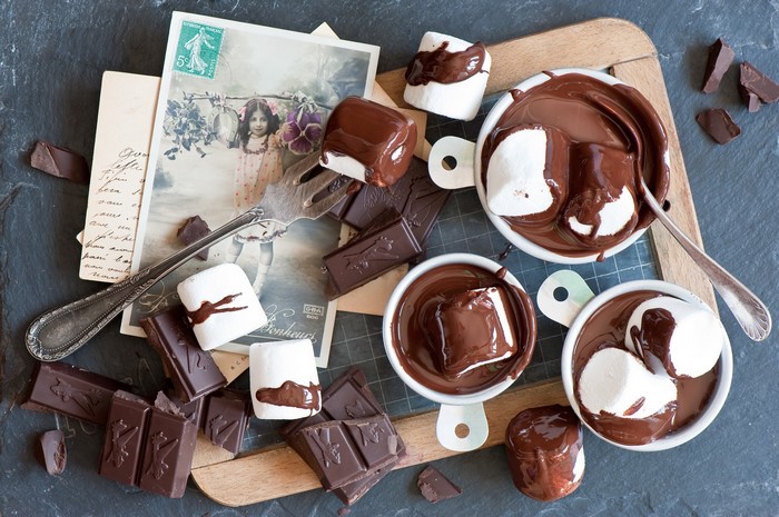 Hot Chocolate with Marshmallows and Chocolate Bars