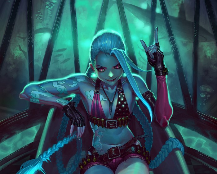 Jinx from League of Legends underwater