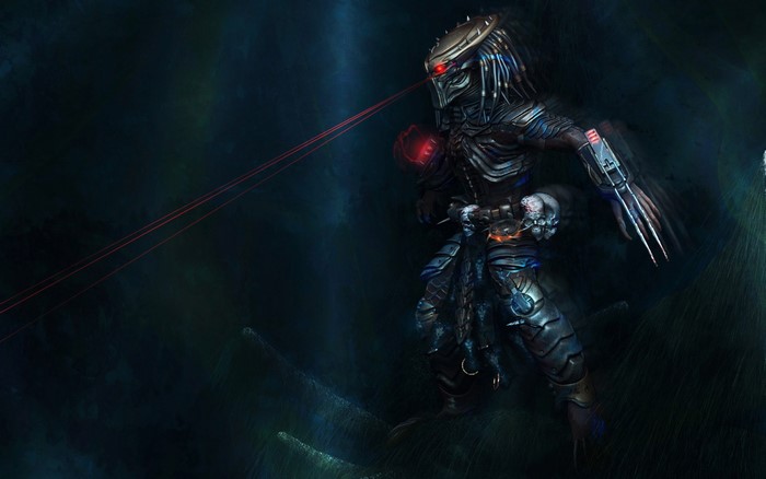 Predator aiming a laser sight
