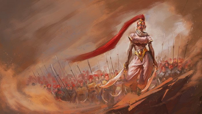 Warriors with Sabres in a Desert