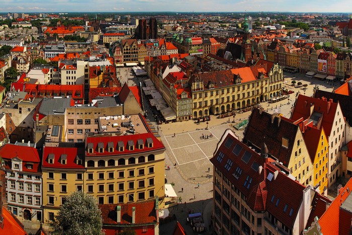 Wroclaw, Poland Old Town Square Aerial View