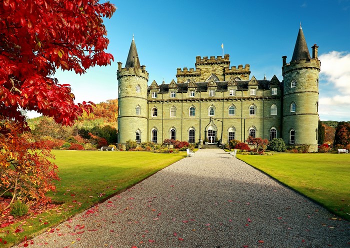 Inveraray Castle in Scotland during autumn