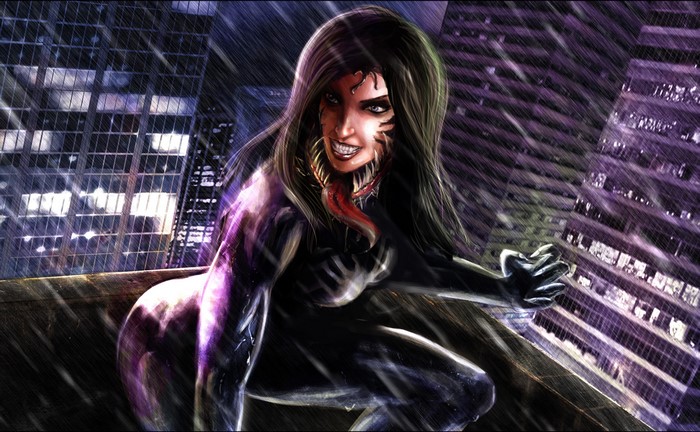 She-Venom from Marvel Comics in the Rain