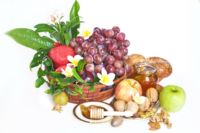 Still-life of fruits, honey, and bread
