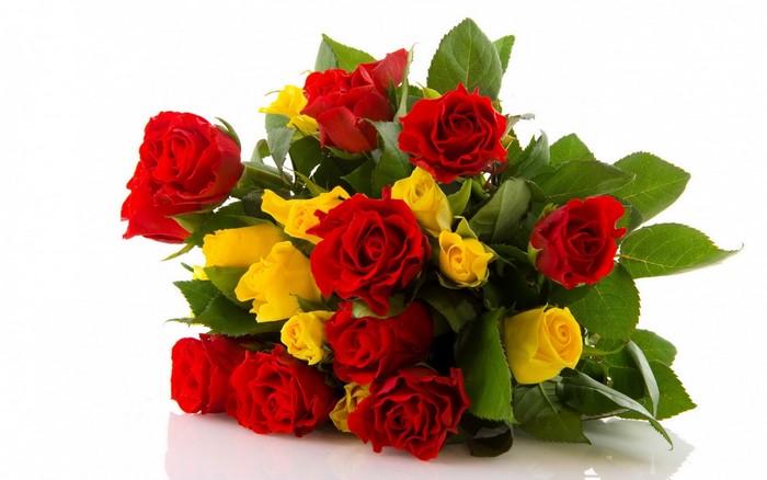Bouquet of red and yellow roses