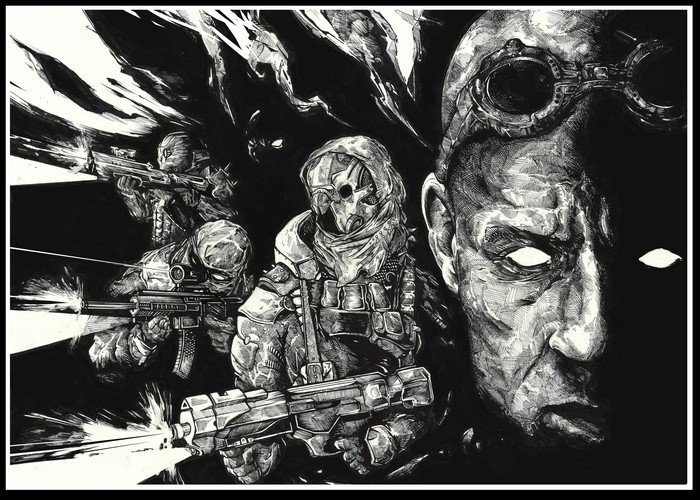 Warriors with guns and goggles
