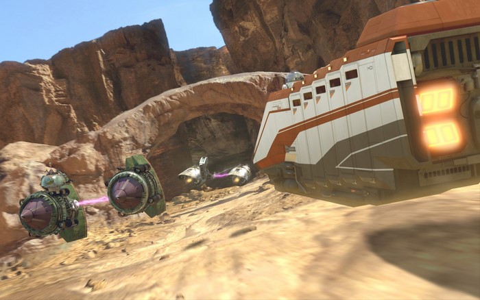 Star Wars: Episode I - Republic Cruiser and Droids in Desert Canyon