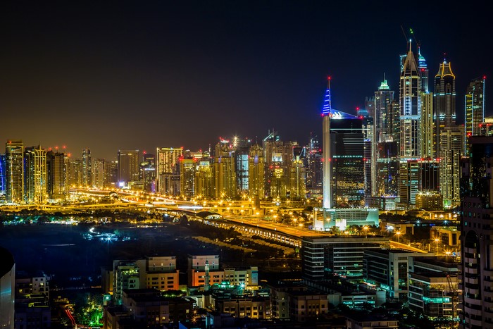 Dubai Megapolis at Night, Emirates UAE