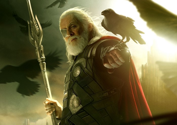 Odin from Thor: The Dark World with a crow