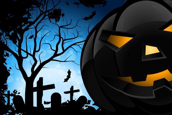 Halloween Pumpkin and Graveyard Vector Graphic