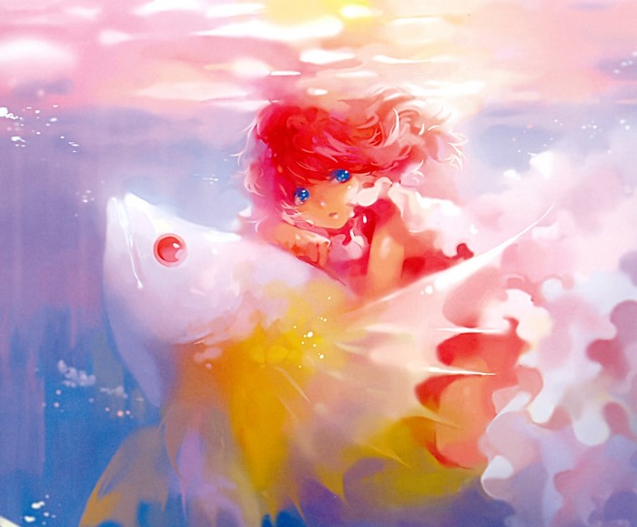 Girl riding a fish