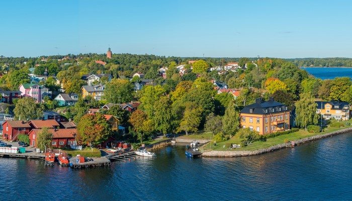 Houses on the coast of Vaxholm, Sweden