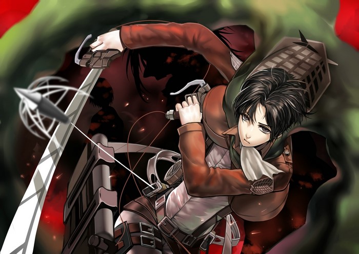 Levi Ackerman from Attack on Titan with swords
