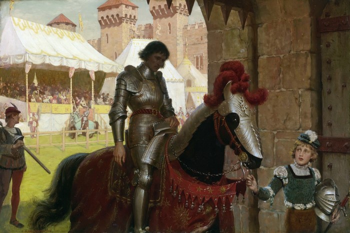 Knight in Armor on Horseback at a Tournament