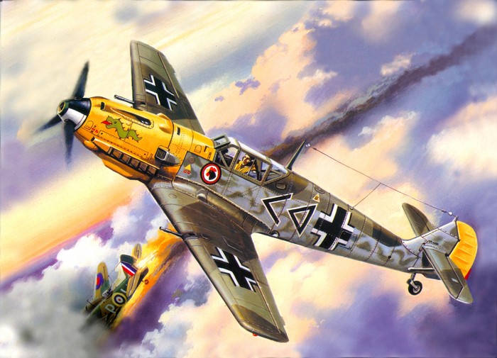 4K Messerschmitt Bf.109 Dogfight Painting
