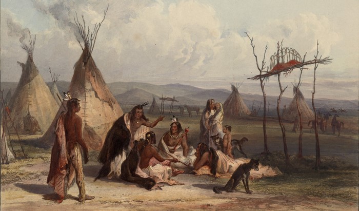 Karl Bodmer painting of Native American encampment