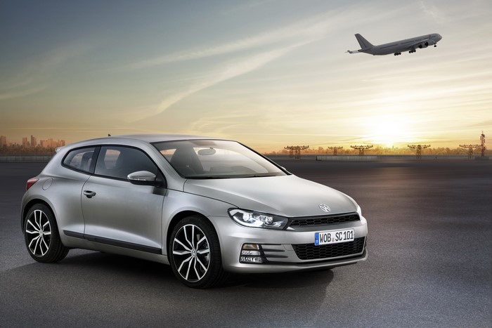 Silver Volkswagen Scirocco 2.0 TSI on airport tarmac