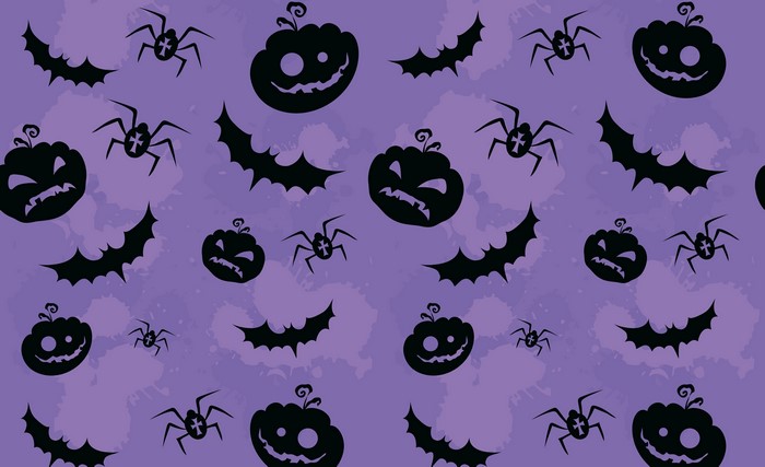 Halloween Pattern with Pumpkins, Bats, and Spiders