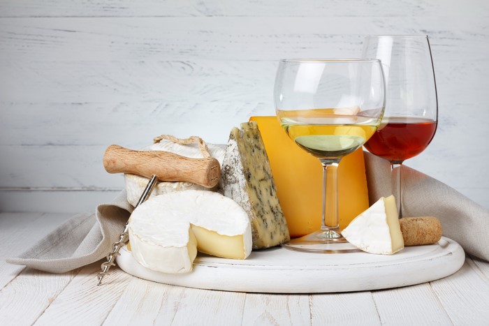 Cheese and Wine Assortment with Stemware