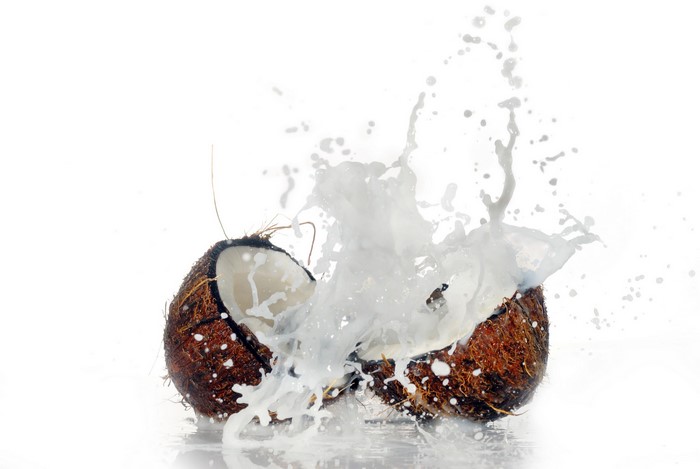 Coconut splashing milk