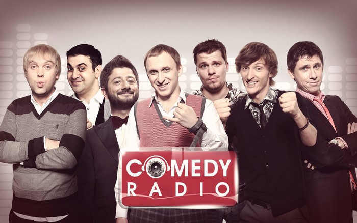 Comedy Radio cast posing for a promotional photo