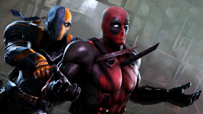 Deadpool and Deathstroke with swords