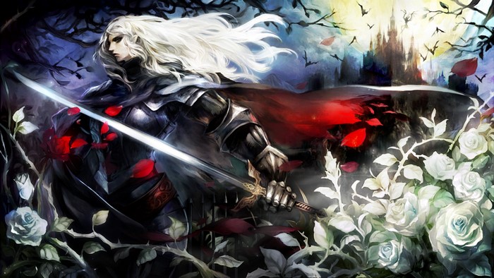 Elf warrior with sword and castle