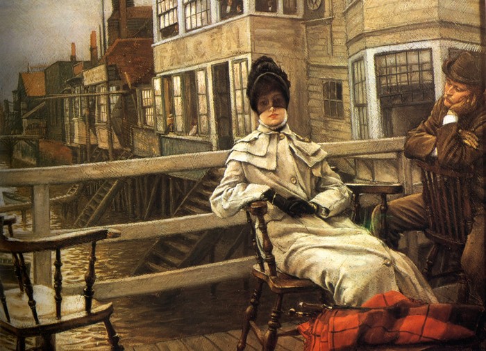Woman and man on a pier by James Tissot