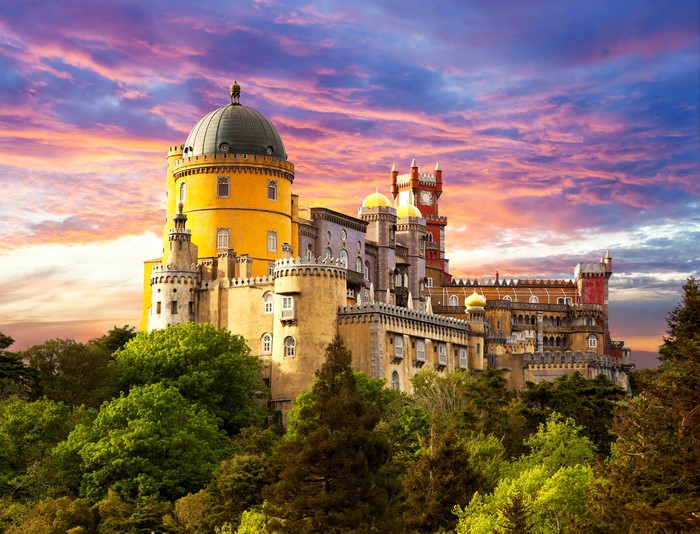 4K Pena Palace at Sunset in Sintra, Portugal