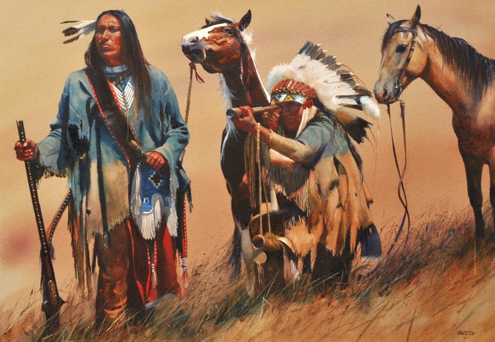 4K Pictorial Art of Indians and Horses by John Fawcett