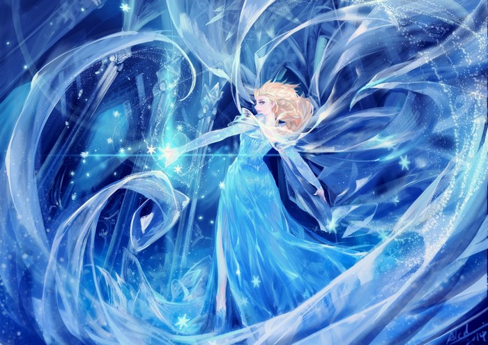 Elsa from Disney's Frozen creating ice magic