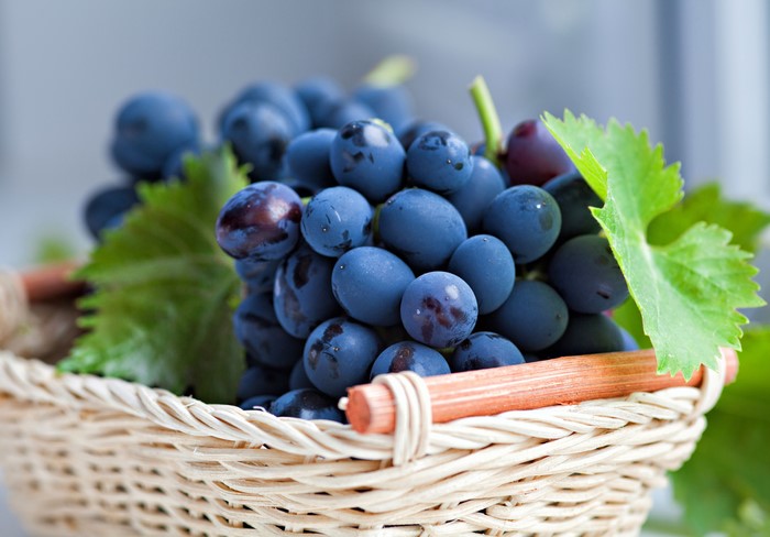 Grapes in a wicker basket