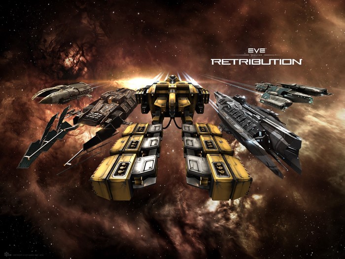 EVE Online Retribution spaceships in nebula
