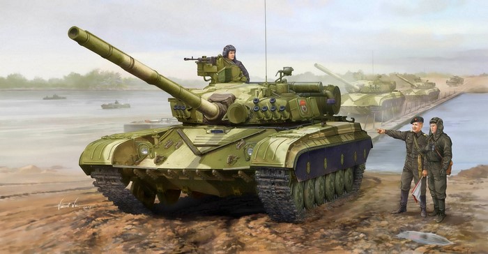 T-64 Tanks Crossing a Bridge
