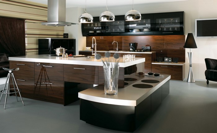 Modern kitchen with island and high-tech appliances