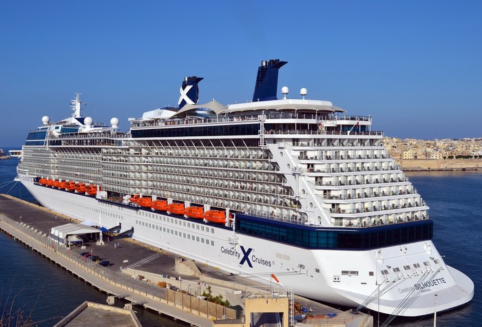 Celebrity Silhouette cruise liner docked in Malta