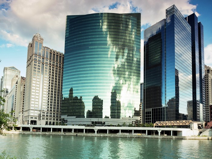 Chicago Riverfront Buildings and Water