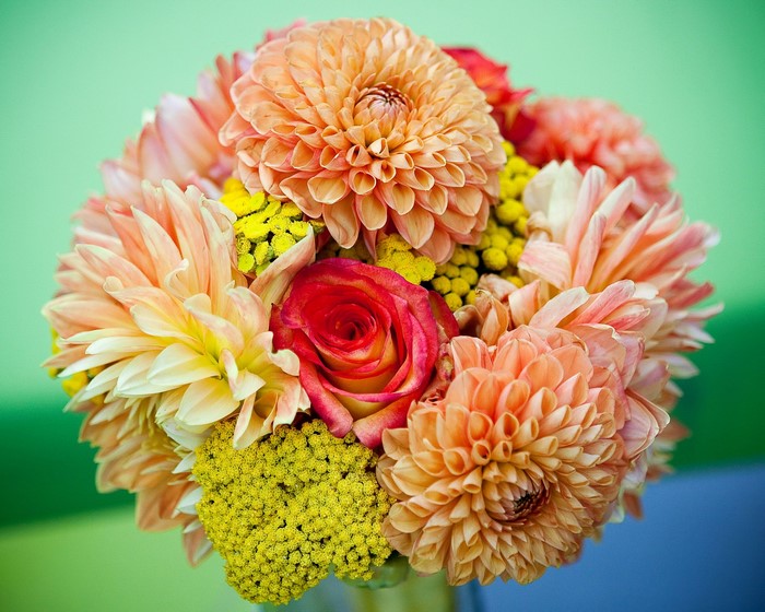 Bouquet of Dahlias and Roses
