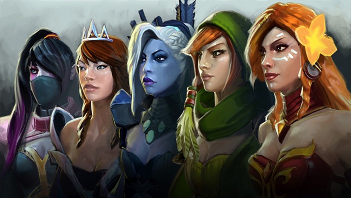 Five female warriors from DOTA 2