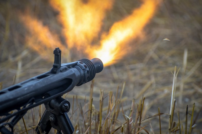 MG-42 machine gun firing with flames