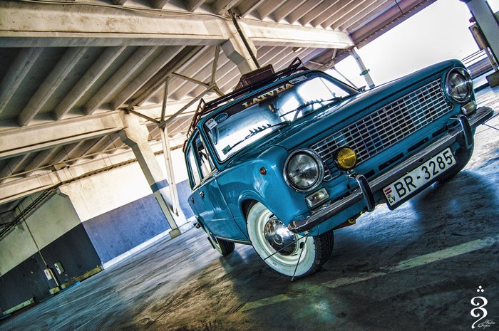 Light Blue VAZ-2101 Russian Car with Luggage Rack