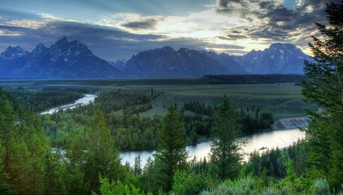 Grand Teton Mountains and River in Wyoming