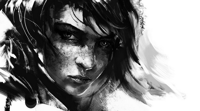 Painting of a woman's face by Darek Zabrocki