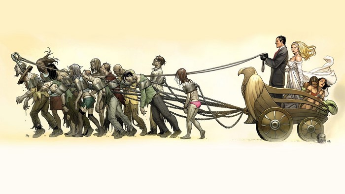 Empire of the Dead zombies chained to a chariot