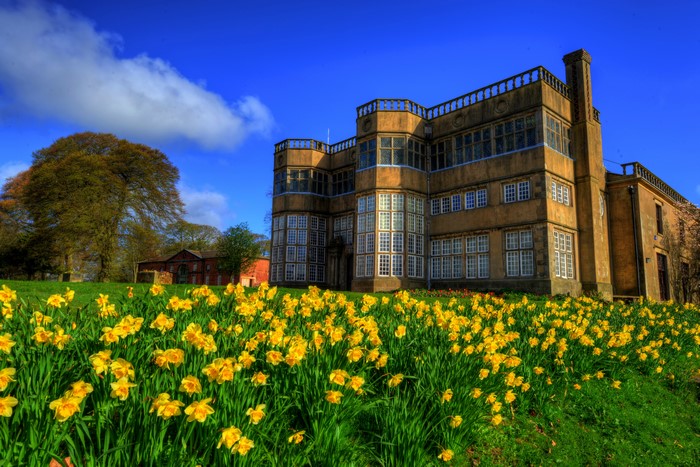Astley Hall Chorley England with Daffodils
